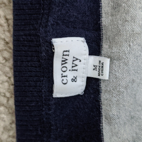 Crown and Ivy Grey and Navy Stripe Raglan Sweater - Picture 3 of 5